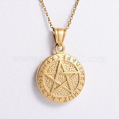 Collares con colgante de pentagrama vikingo de acero inoxidable estilo punk vintage unisex.&nbsp;CH3922