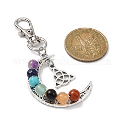 Décorations de pendentif de lune en alliage et pierres synthétiques et naturelles&nbsp;HJEW-JM01576-02