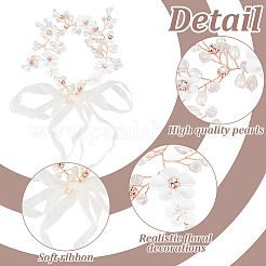 2 stücke 2 farben hochzeit braut blume abs kunststoff imitation perle stirnband&nbsp;OHAR-GO0001-09