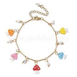 Pulseras con dijes de hongos y cuentas de semillas de vidrio&nbsp;BJEW-MZ00218