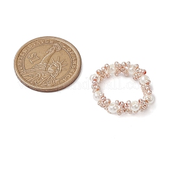Anelli elastici con perline di vetro fatte a mano con lettera x&nbsp;RJEW-MZ00026-02