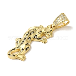Ciondoli in ottone placcato a cremagliera con micro pavé di zirconi neri&nbsp;KK-P267-01D-G