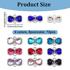 72 pz 9 colori di ciondoli di collegamento in lega di zinco con strass&nbsp;FIND-GA0007-93