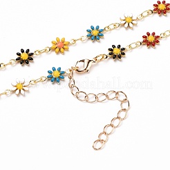 Colliers chaîne à maillons en émail fleur en laiton doré&nbsp;X-NJEW-JN03171-01