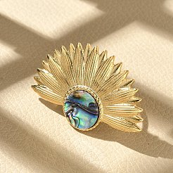 Blume 304 Edelstahl Paua Muschel Fingerringe für Frauen&nbsp;RJEW-G346-11G-01