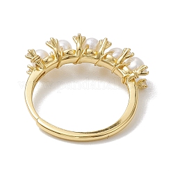 Runde verstellbare Ringe aus Naturperlen&nbsp;RJEW-P113-04G