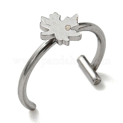 304 Stainless Steel Eyebrow Ring, Lip Piercing and Nose Studs Body Jewelry, Maple Leaf, Stainless Steel Color, 11x12mm, Pin: 1mm