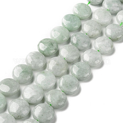 Chapelets de perles naturelles de jade du Myanmar/jade de Birmanie, plat rond, 15.5x7mm, Trou: 1.2mm, Environ 26 pcs/chapelet, 15.94 pouce (40.5 cm)