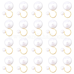 Pendientes redondos de perlas de imitación de plástico dicosmetic 20 Uds., con 304 fornituras de acero inoxidable, dorado, 18mm, pin: 0.7 mm