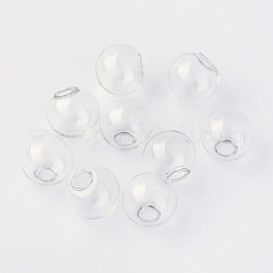 Runde mechanisierte Kugelkugelflaschen aus geblasenem Glas, für Ohrstecker oder Kunsthandwerk, Transparent, 14 mm, Halb Loch: 3~5 mm