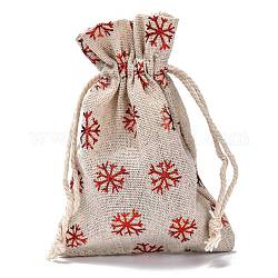Sacchetti regalo in cotone sacchetti con coulisse, per natale san valentino compleanno festa di nozze incarto di caramelle, rosso, fiocco di neve modello, 14.3x10cm