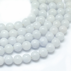 Chapelets de perles en jade jaune naturel, teinte, ronde, alice bleu, 10mm, Trou: 1mm, Environ 40 pcs/chapelet, 15.75 pouce