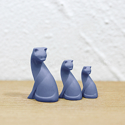 Ornamenti in miniatura per gatti in resina di 3 misura, per la decorazione del giardino di casa del soggiorno della scrivania, blu ardesia scuro, 14~23x9~14x5~9mm, 3 pc / set
