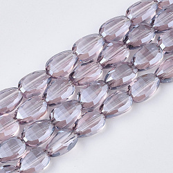 Chapelets de perles en verre transparent électrolytique, perle plaquée lustre, facette, larme, violet, 8.5x6x3.5mm, Trou: 1mm, Environ 80 pcs/chapelet, 26.38 pouce (67 cm)