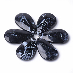 Colgantes de acrílico, estilo de imitación de piedras preciosas, lágrima, negro, 48x28x9mm, agujero: 2 mm, aproximamente 68 unidades / 500 g