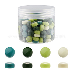 Glas cabochons, Mosaikfliesen, für Heimdekoration oder Basteln, Flachrund, grün, 12x5 mm, 156 Stück / Karton