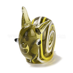 Handmade Lampwork 3D Animal Ornaments, for Home Office Desktop Decoration, Snail, 52.5x16x36.5mm