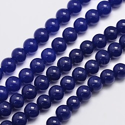 Natürliche und gefärbte Perle Malaysia Jade Stränge, Runde, Mitternachtsblau, 8 mm, Bohrung: 1.0 mm, ca. 48 Stk. / Strang, 15 Zoll