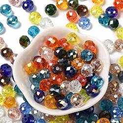 Perle di vetro, sfaccettato, rondelle, colore misto, 10x8mm, Foro: 1 mm, circa 560pcs/500g