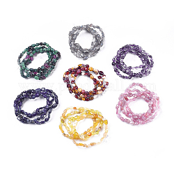 Bracciali elasticizzati con perle di gemme miste naturali, pietra burrattata, pepite, diametro interno: 2~2-1/4 pollice (5.2~5.6 cm)