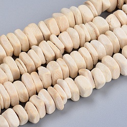 Chapelets de perles de noix de coco, perles heishi carrées, blanc antique, 6~8x2~6mm, Trou: 1.6mm, Environ 110 pcs/chapelet, 15.75'' (40 cm)