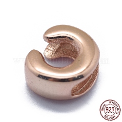 925 стерлингового серебра европейских бисер, бусины с большим отверстием, буквы, розовое золото , letter.c, 8x6.5x3.5 мм, отверстие : 5x2 мм
