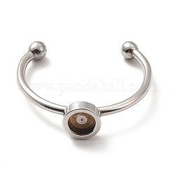 304 Stainless Steel Cuff Ring Findings, Pad Ring Settings, Stainless Steel Color, US Size 7 3/4(17.9mm), Tray: 4mm