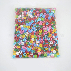 Botones con cuatro orificios, botón de la resina, plano y redondo, color mezclado, aproximamente 8 mm de diámetro, agujero: 1 mm, aproximamente 2000 unidades / bolsa