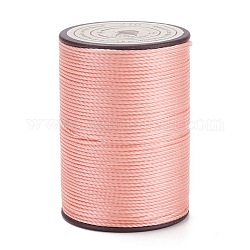 Hilo redondo de hilo de poliéster encerado, cordón de micro macramé, cuerda retorcida, para coser cuero, salmón claro, 0.8mm, alrededor de 54.68 yarda (50 m) / rollo