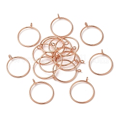 Латунные подвески с ажурной резбой, долговечный, кольцо, розовое золото , 29 мм, отверстие : 2.5 мм