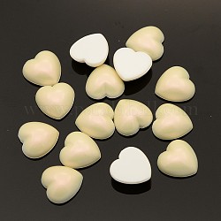 Heart Acrylic Cabochons, Lemon Chiffon, 10x10x3.76~3.84mm