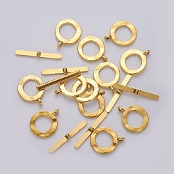 Aleación de estilo tibetano toggle corchetes, anillo, oro antiguo, sin plomo, sin cadmio y níquel, tamaño: anillo: 17 mm de ancho, 21 mm de largo, bar: 29 mm de largo, agujero: 2 mm