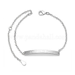 Bracelets d'identification inspirants en laiton shegrace, avec des chaînes câblées, rectangle avec mot de crédit en te stesso, platine, 6-1/2 pouce (16.5 cm)