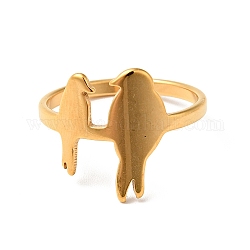 Ion Plating(IP) 201 Stainless Steel Double Birds Finger Ring for Women, Golden, US Size 6 1/2(16.9mm)