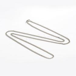 304 ожерелья нержавеющей стали, обуздать цепи ожерелья, с карабин-лобстерами , граненые, цвет нержавеющей стали, 29.5 дюйм (74.9 см), 3 мм
