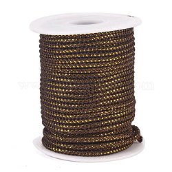 Runde Saite Thread Polyesterkorde, mit Golddraht, Kokosnuss braun, 2.5 mm, ca. 21.87 Yard (20m)/Rolle