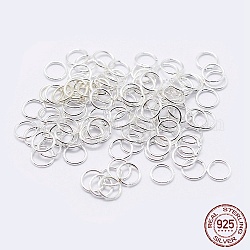 925 anello di salto aperto in argento sterling, anelli rotondi, argento, 24 gauge, 6x0.5mm, diametro interno: 5mm, circa 285pcs/10g