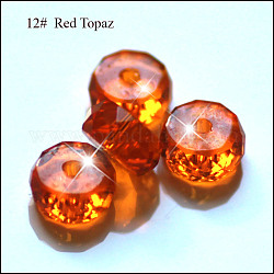 Imitazione branelli di cristallo austriaco, grado aaa, sfaccettato, rotondo e piatto, arancione scuro, 12x7.5mm, Foro: 0.9~1 mm