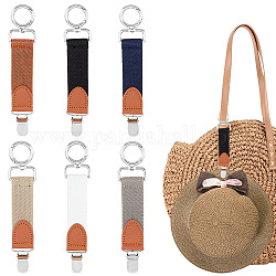 Ahandmaker 旅行用ハットクリップ6個  6 色ポリエステル帽子バッグクリップ模造革帽子クリップ自由に手を弾性ストラップとスプリングゲートリング屋外旅行荷物バッグスーツケース