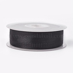 Полиэфирная атласная лента с одним лицом, с текстурным краем, чёрные, 1 дюйм (25 мм), о 50yards / рулон (45.72 м / рулон)
