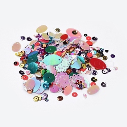 Paillette en plastique / perles paillettes, couleur mixte, 1.4~22x1.4~18.5x0.2~2.2mm, Trou: 1.2~1.5mm