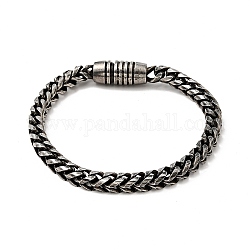 304 braccialetto a catena di grano rotondo in acciaio inossidabile con chiusura magnetica per uomo donna, argento antico, 8-1/2 pollice (21.6 cm)