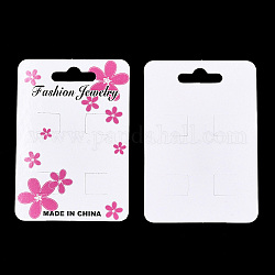 Cartes d'affichage en carton de pince à cheveux, rectangle avec motif de fleurs, rose foncé, 97x67x0.4mm, Trou: 9x26.5mm
