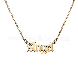 316 Halskette aus chirurgischem Edelstahl mit Wort-Engel-Anhänger für Männer und Frauen, golden, 18.31 Zoll (46.5 cm)