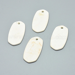 Natural Magnesite Pendants, Oval, 43.5x22x2.5mm, Hole: 3.5mm