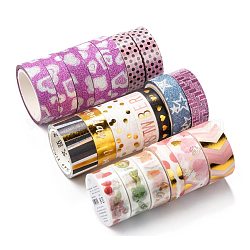 DIY Scrapbook Decorative Adhesive Tapes, Mixed Pattern, Mixed Color, 8~20mm, 3~10m/roll