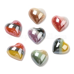 Cabochons en verre bicolore, cœur, couleur mixte, 10x10x4mm