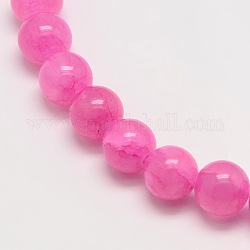 Gefärbte natürliche grüne Jade Perlen Stränge, Runde, tief rosa, 6 mm, Bohrung: 1.2 mm, ca. 63 Stk. / Strang, 15.74 Zoll