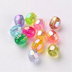 AB Color Plated Eco-Friendly Transparent Acrylic Barrel Beads, Faceted, Mixed Color, 4x4mm, Hole: 1mm, about 13333pcs/500g