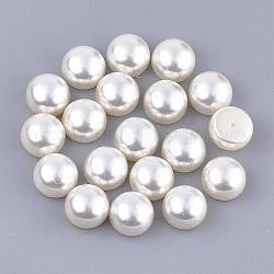 Perles d'imitation perles en plastique ABS, la moitié foré, dôme / demi-rond, beige, 10x7mm, demi-trou: 1 mm, environ 1000 pcs / sachet 